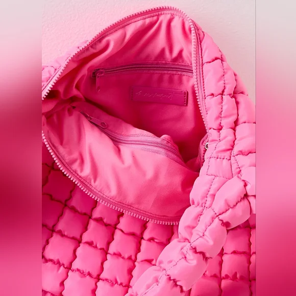 FP Movement Quilted Carryall Tote Gym Bag Bubblegum Pink Free People Neon Hobo